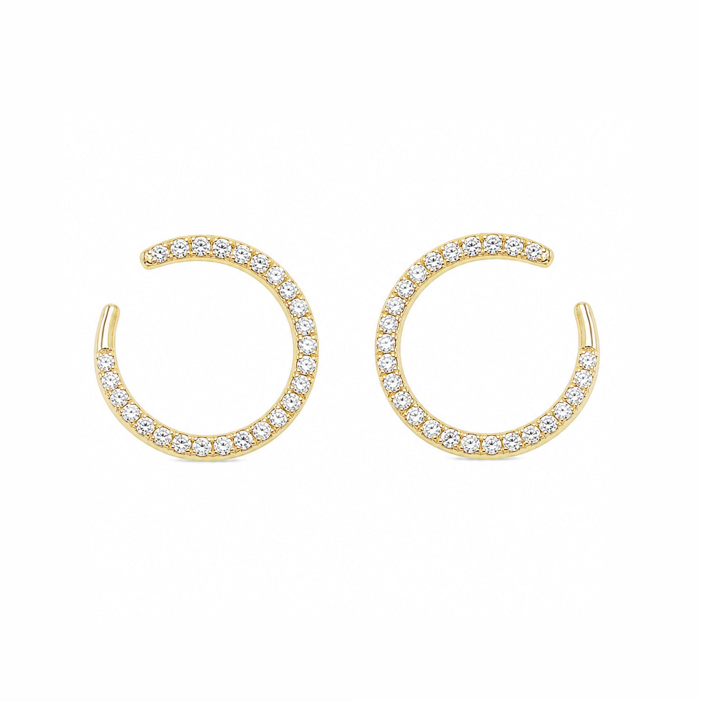 14K Gold Pavé Diamond Comet Stud Earrings