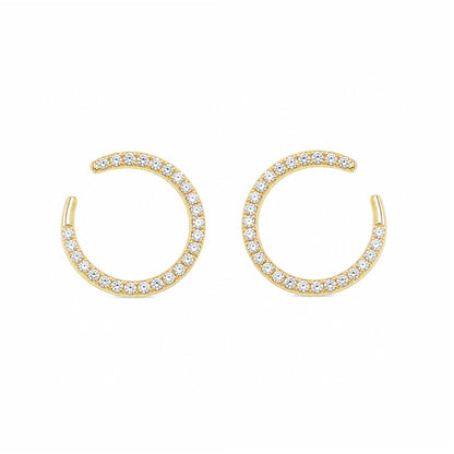 14K Gold Pavé Diamond Comet Stud Earrings