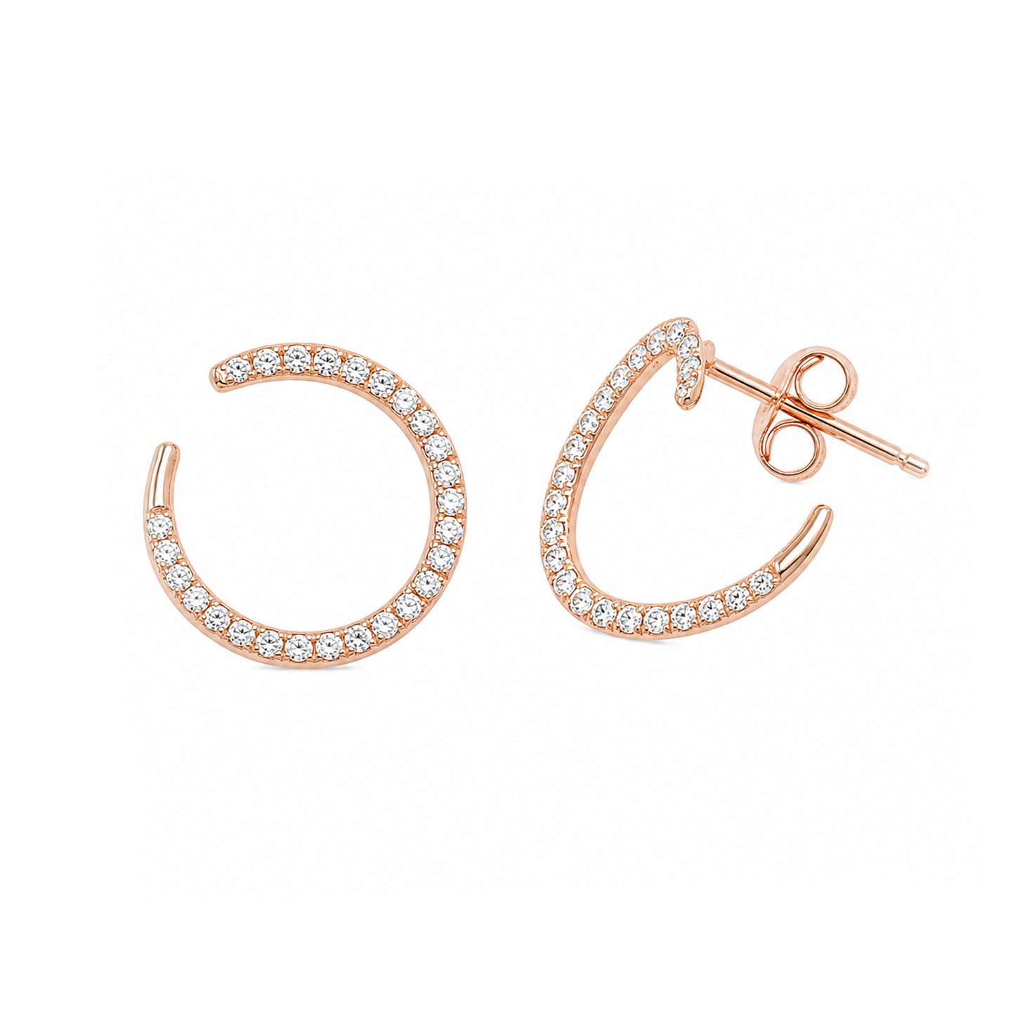 14K Gold Pavé Diamond Comet Stud Earrings