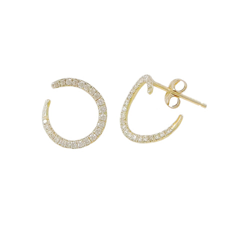 14K Gold Pavé Diamond Comet Stud Earrings