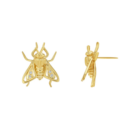 14K Gold Diamond Fly Pin