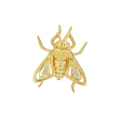 14K Gold Diamond Fly Pin