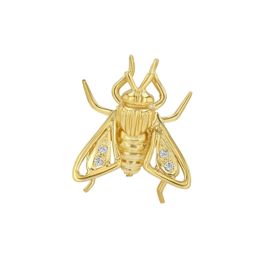 14K Gold Diamond Fly Pin