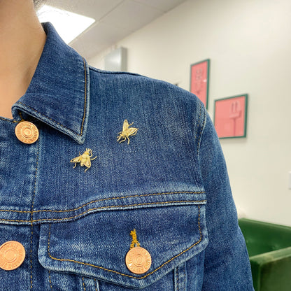 14K Gold Diamond Fly Pin