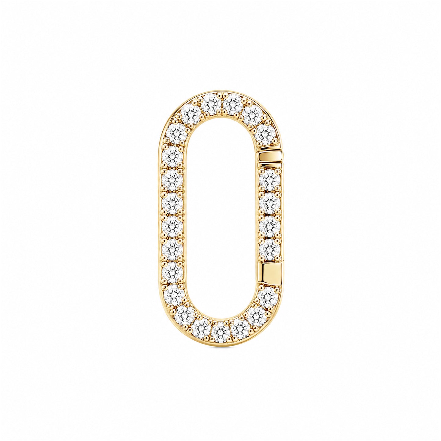 14K Gold Diamond Elongated Oval Charm Enhancer ~ Large Size