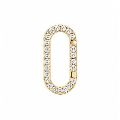 14K Gold Diamond Elongated Oval Charm Enhancer ~ Large Size