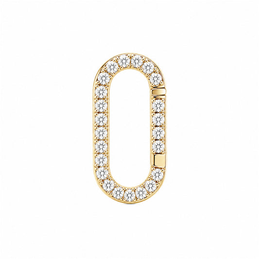 14K Gold Diamond Elongated Oval Charm Enhancer ~ Large Size