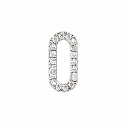 14K Gold Diamond Elongated Oval Charm Enhancer ~ Small Size