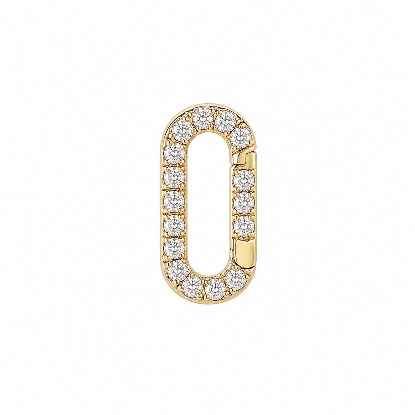 14K Gold Diamond Elongated Oval Charm Enhancer ~ Small Size