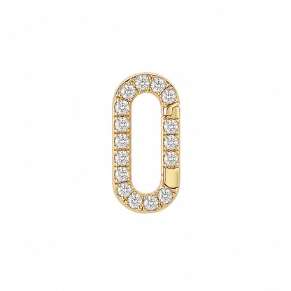 14K Gold Diamond Elongated Oval Charm Enhancer ~ Small Size