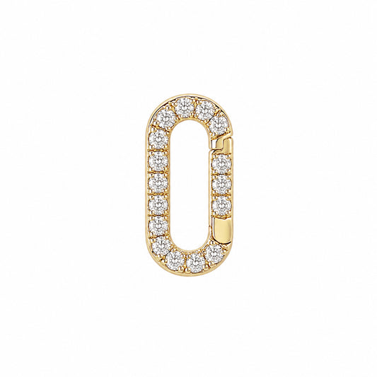 14K Gold Diamond Elongated Oval Charm Enhancer ~ Small Size