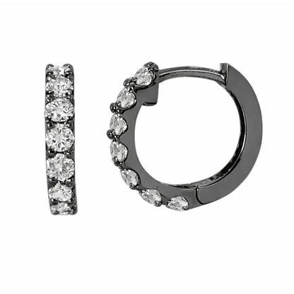 14K Gold Diamond Thick Huggie Hoop Earrings (13.75mm x 9.5mm)