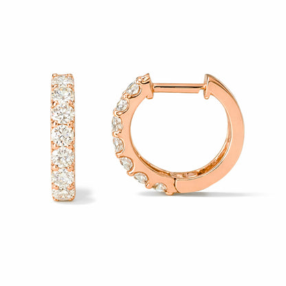 14K Gold Diamond Thick Huggie Hoop Earrings (11.5mm x 8.25mm)