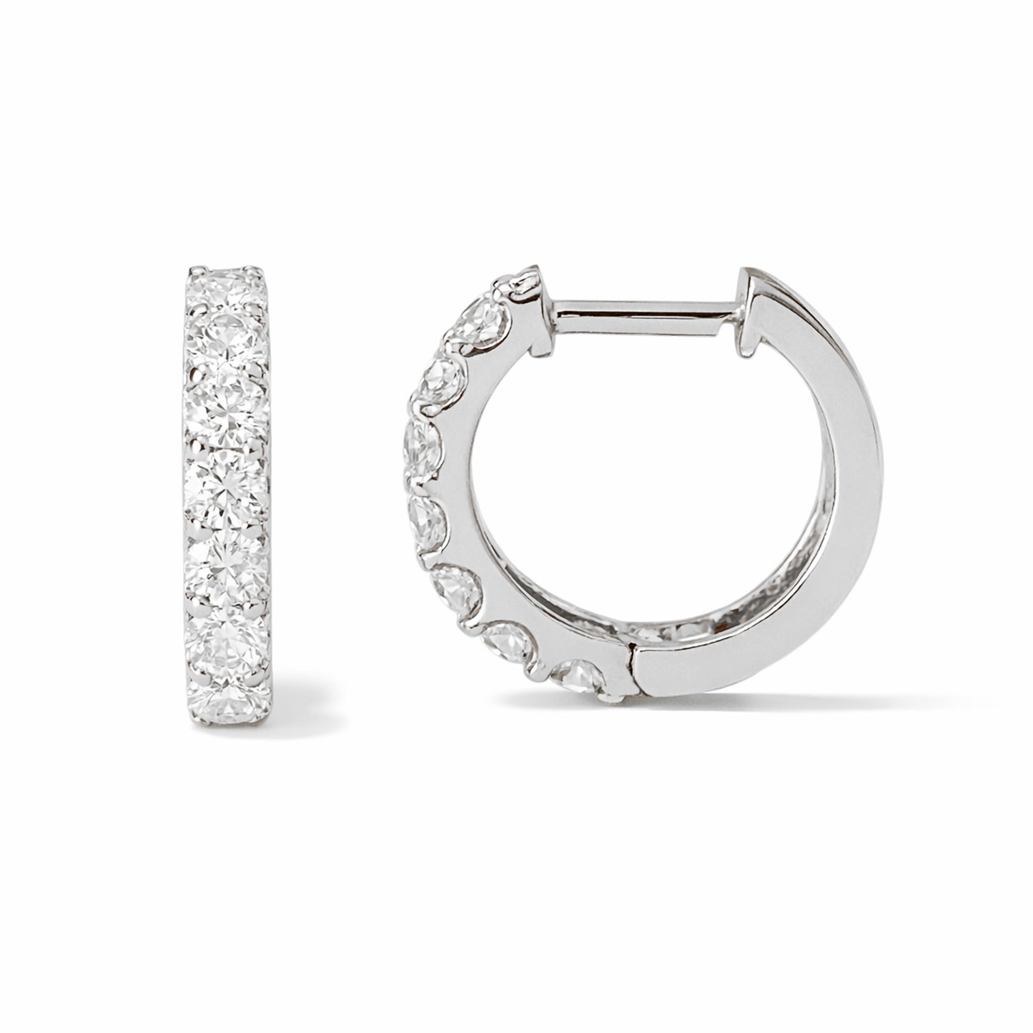 14K Gold Diamond Thick Huggie Hoop Earrings (11.5mm x 8.25mm)