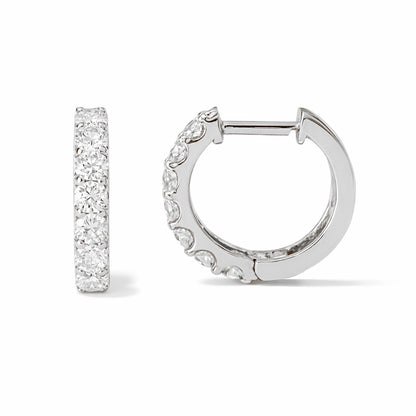 14K Gold Diamond Thick Huggie Hoop Earrings (11.5mm x 8.25mm)