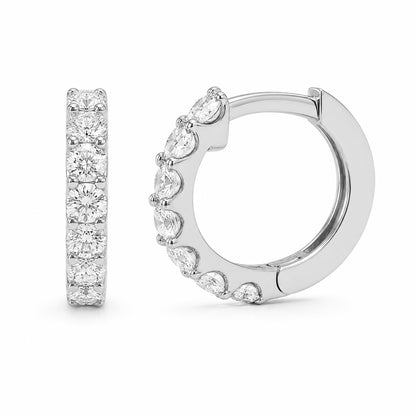 14K Gold Diamond Thick Huggie Hoop Earrings (13.75mm x 9.5mm)