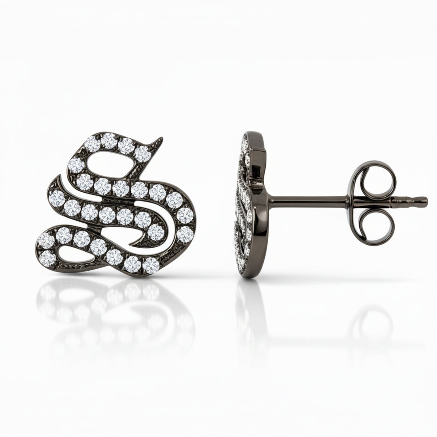 14K Gold Diamond Alphabet Letter Initial Single Stud Earring, Old English Font