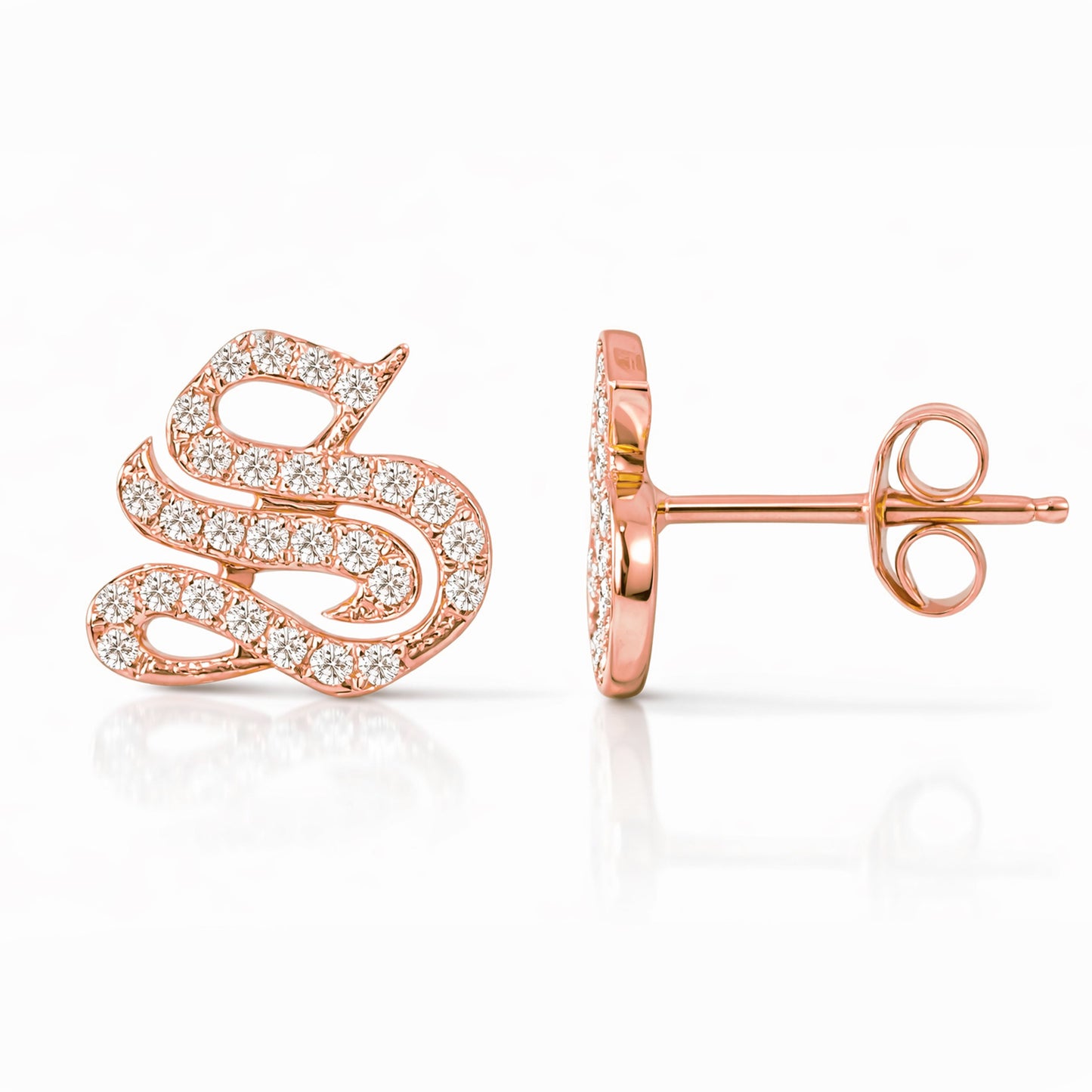14K Gold Diamond Alphabet Letter Initial Single Stud Earring, Old English Font