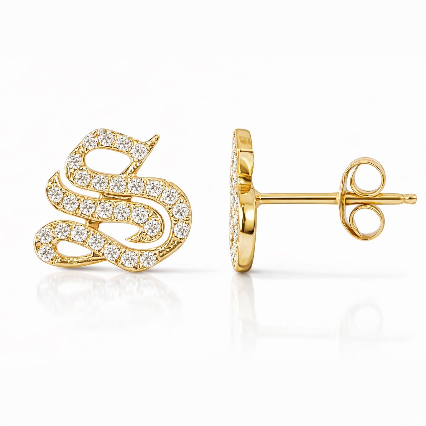 14K Gold Diamond Alphabet Letter Initial Single Stud Earring, Old English Font