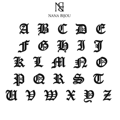 14K Gold Old English Alphabet Letter Initial Stud Earring