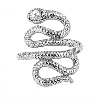 14K Gold Swivel Serpent Snake Wrap Ring ~ Oval Rose Cut Diamond Head, LIMITED EDITION