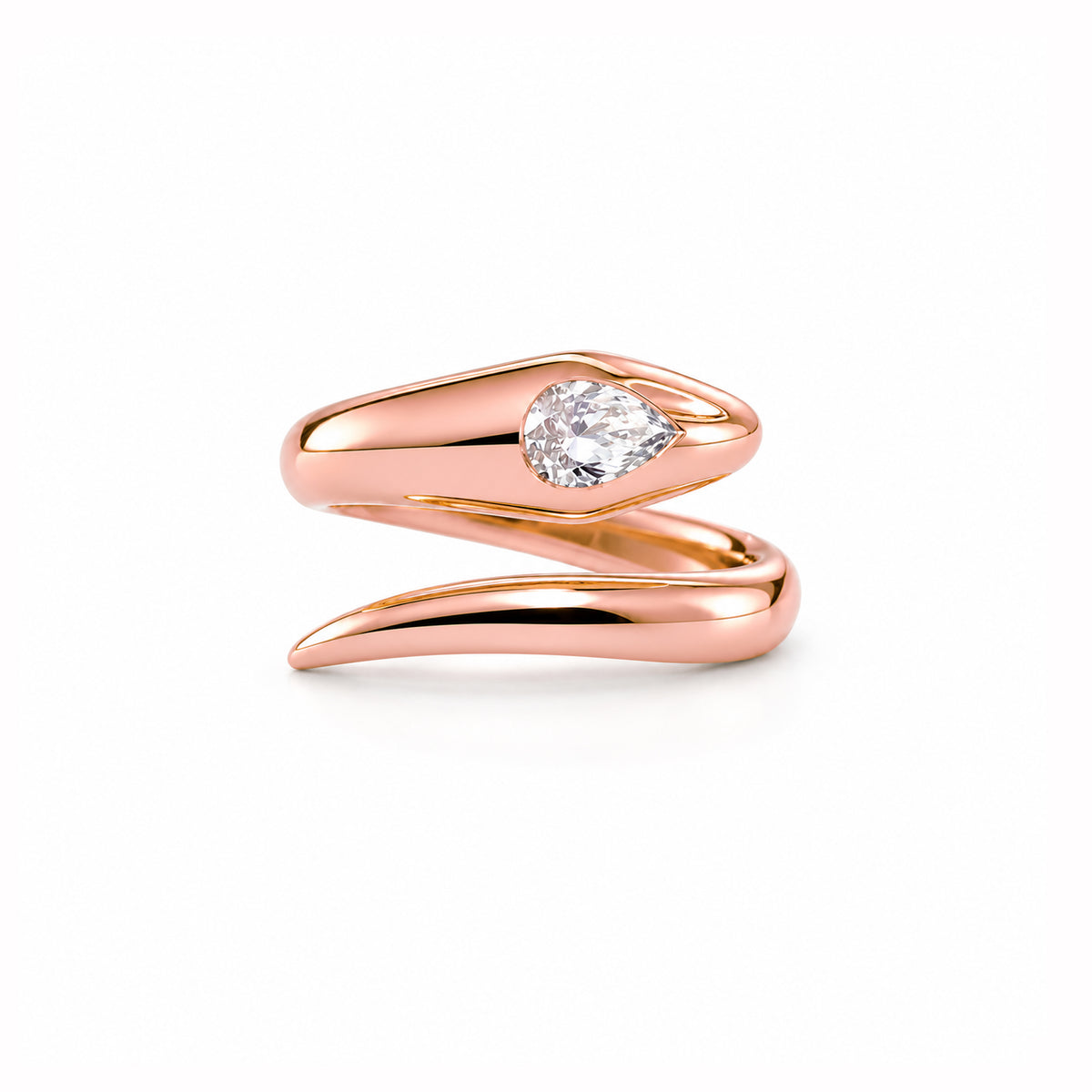 14K Gold Diamond Cobra Snake Wrap Bypass Ring