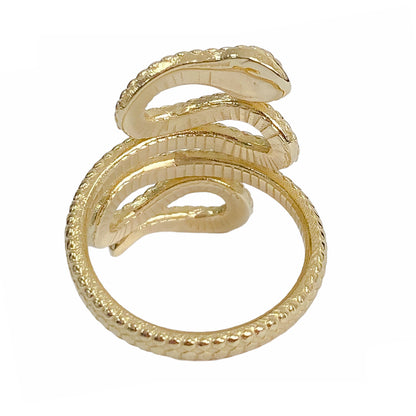 14K Gold Pavé Diamond Swivel Serpent Snake Wrap Ring