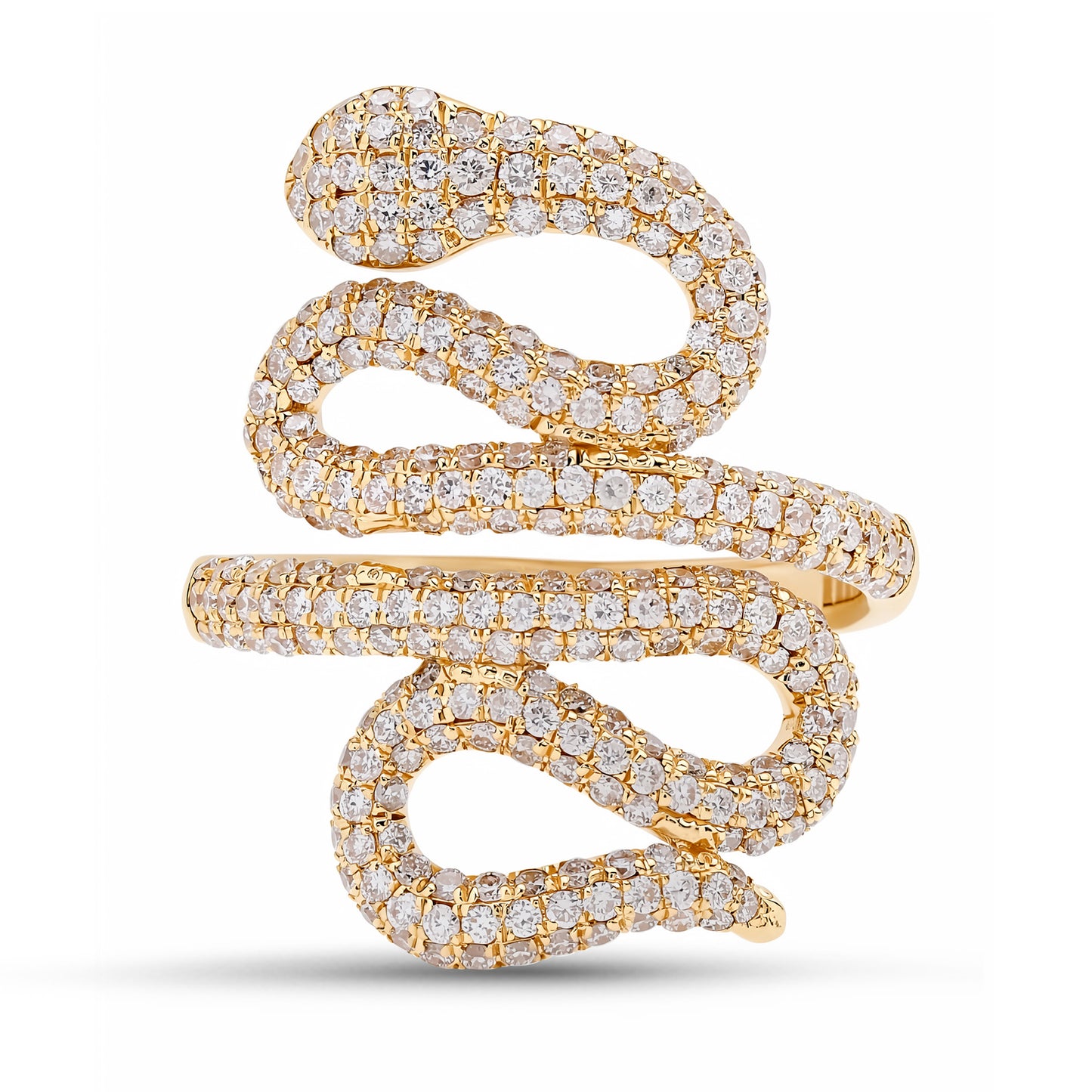 14K Gold Pavé Diamond Swivel Serpent Snake Wrap Ring