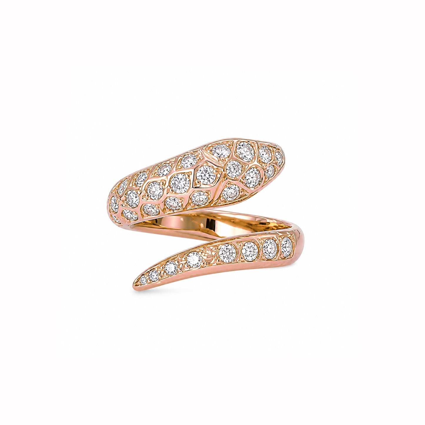 14K Gold Diamond Snake Wrap Bypass Ring
