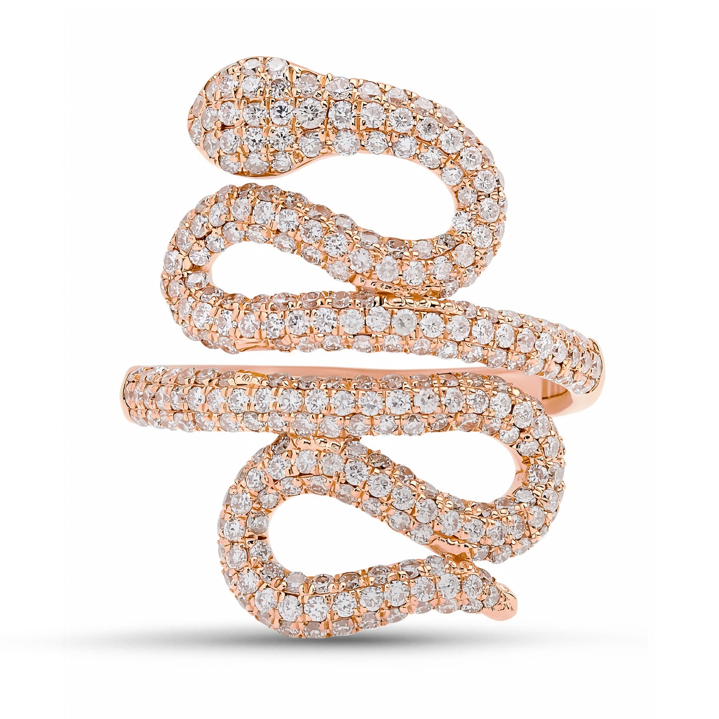 14K Gold Pavé Diamond Swivel Serpent Snake Wrap Ring