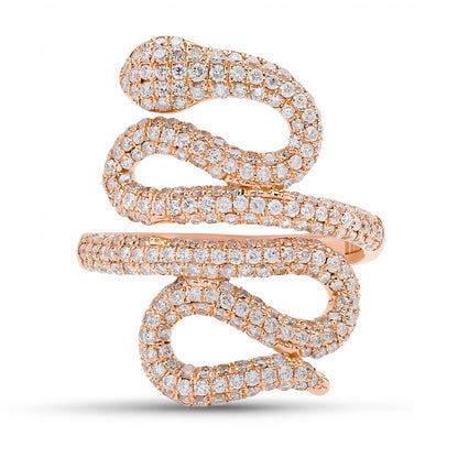 14K Gold Pavé Diamond Swivel Serpent Snake Wrap Ring
