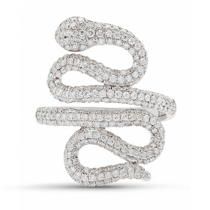 14K Gold Pavé Diamond Swivel Serpent Snake Wrap Ring