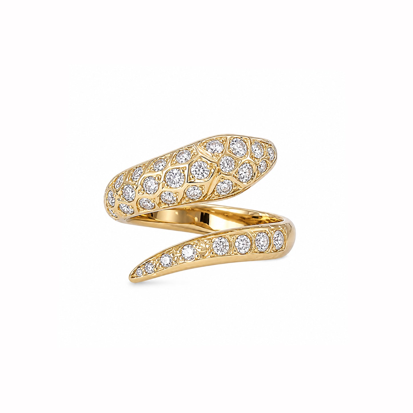 14K Gold Diamond Snake Wrap Bypass Ring