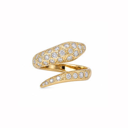 14K Gold Diamond Snake Wrap Bypass Ring