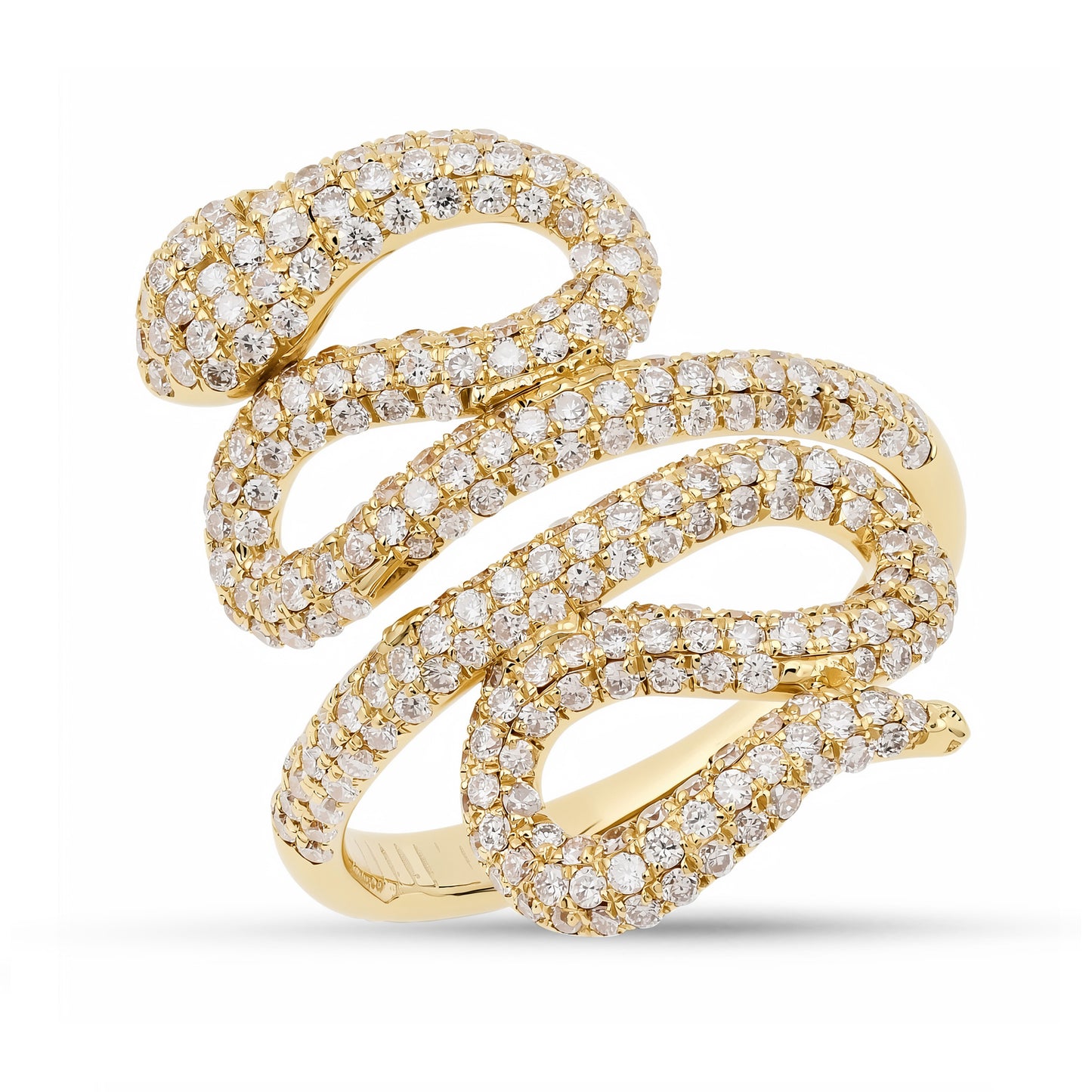 14K Gold Pavé Diamond Swivel Serpent Snake Wrap Ring