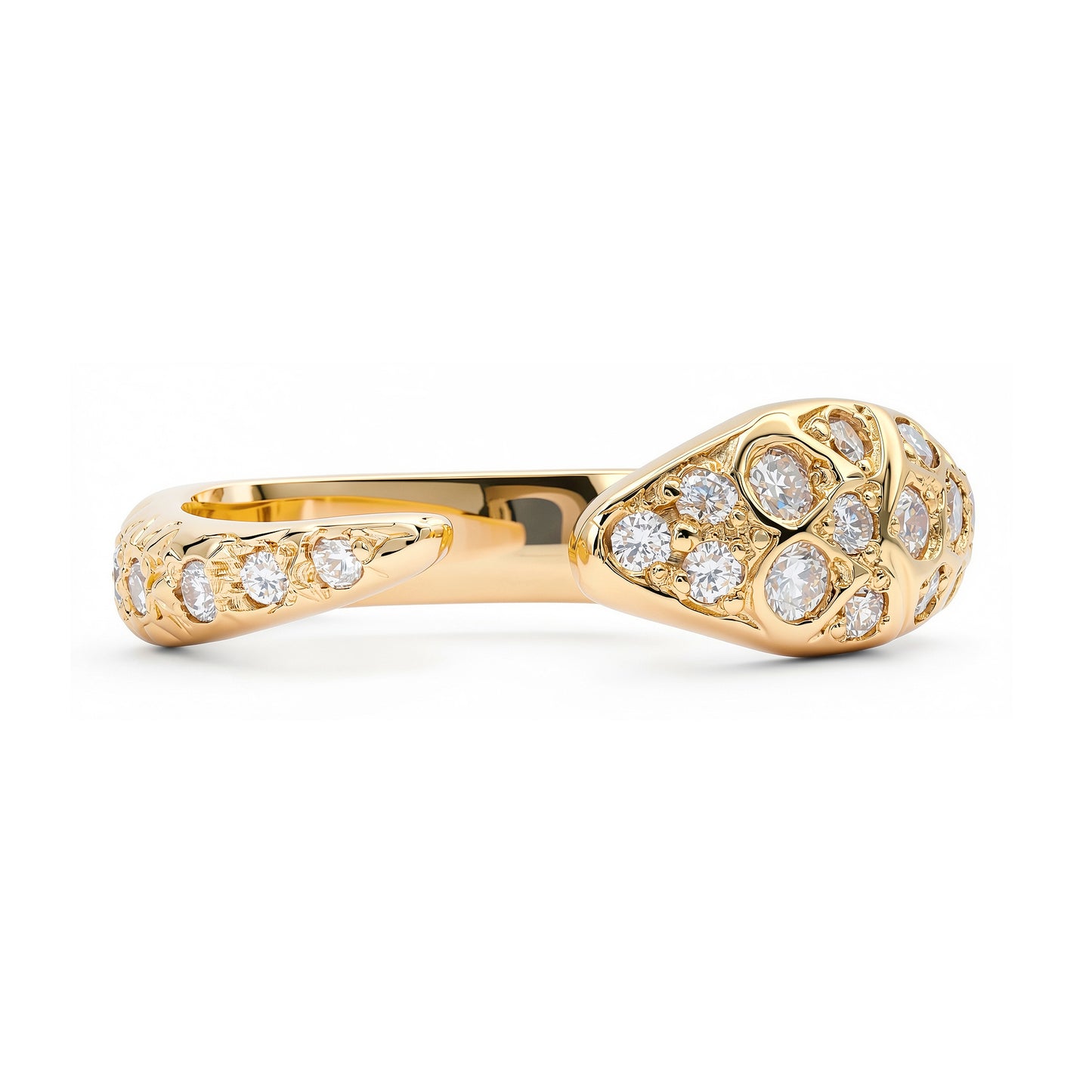 14K Gold Diamond Snake Wrap Ring