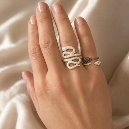 14K Gold Diamond Snake Wrap Ring