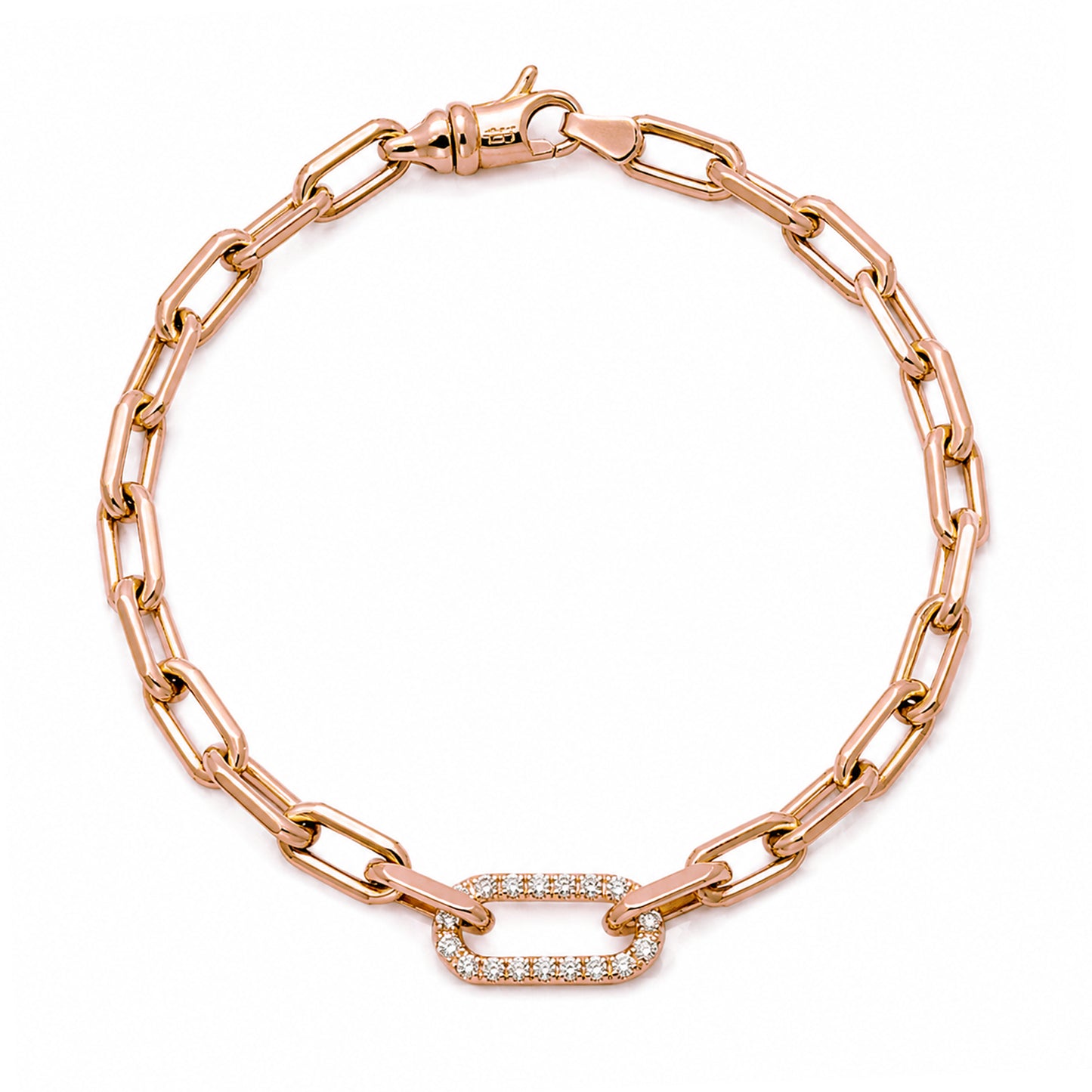 14K Gold Diamond Thick Oval Link Bracelet ~ Small Links