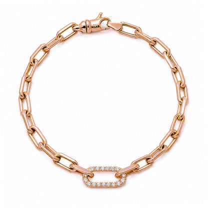 14K Gold Diamond Thick Oval Link Bracelet ~ Small Links