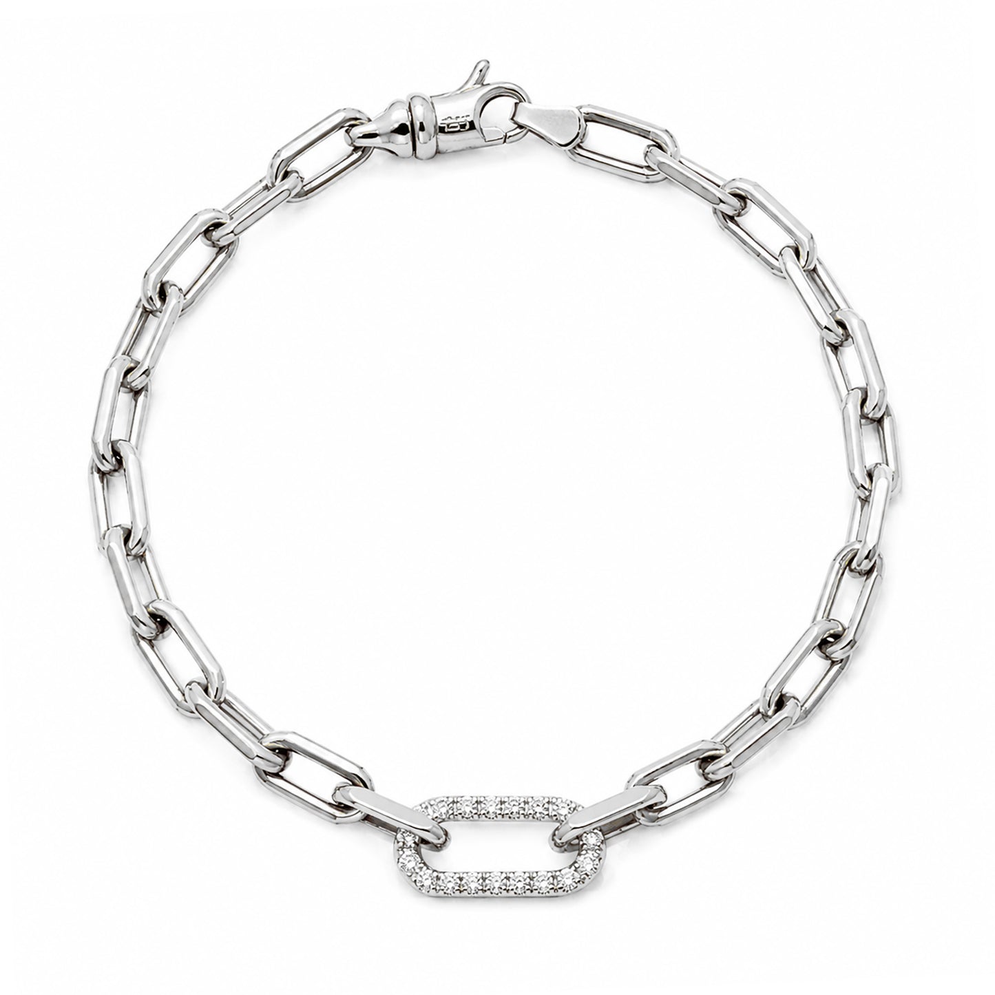 14K Gold Diamond Thick Oval Link Bracelet ~ Small Links