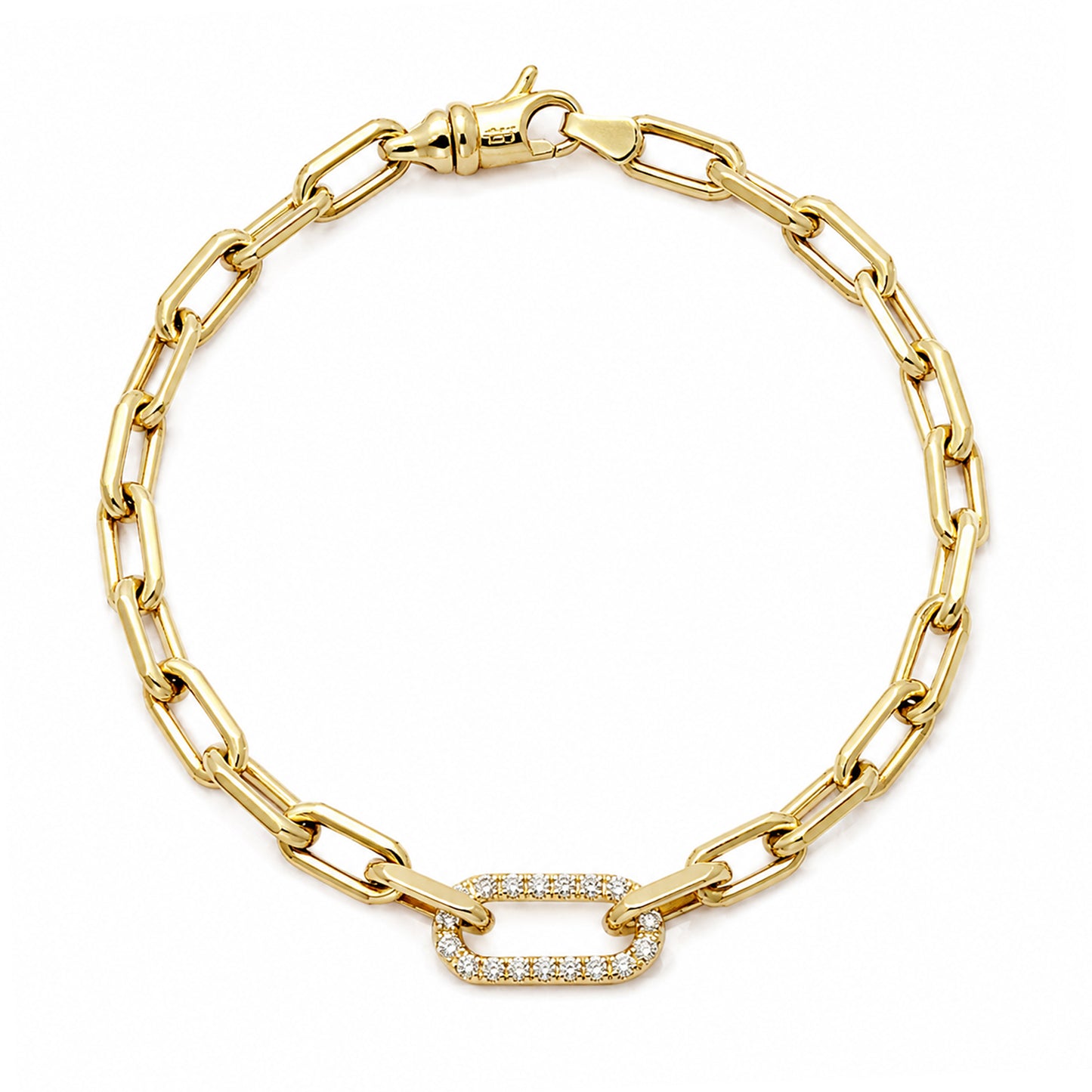 14K Gold Diamond Thick Oval Link Bracelet ~ Small Links
