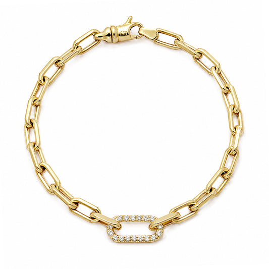 14K Gold Diamond Thick Oval Link Bracelet ~ Small Links