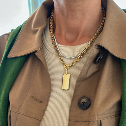 14K Gold Signature Heirloom Dog Tag Pendant (Engravable)