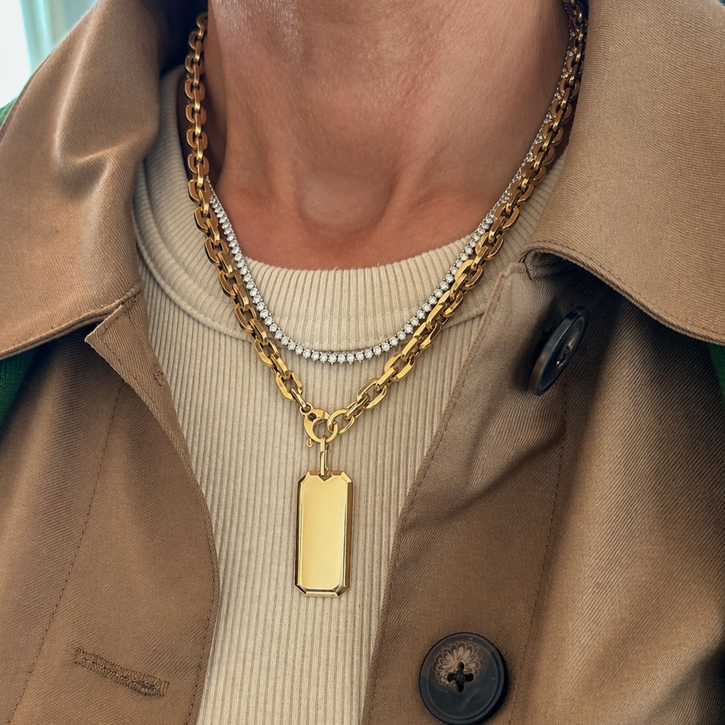 14K Gold Signature Heirloom Dog Tag Pendant (Engravable)