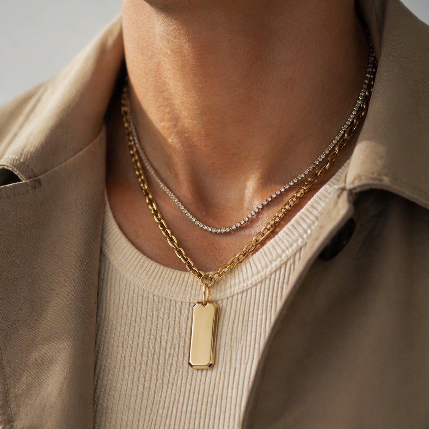 14K Gold Signature Heirloom Dog Tag Pendant (Engravable)