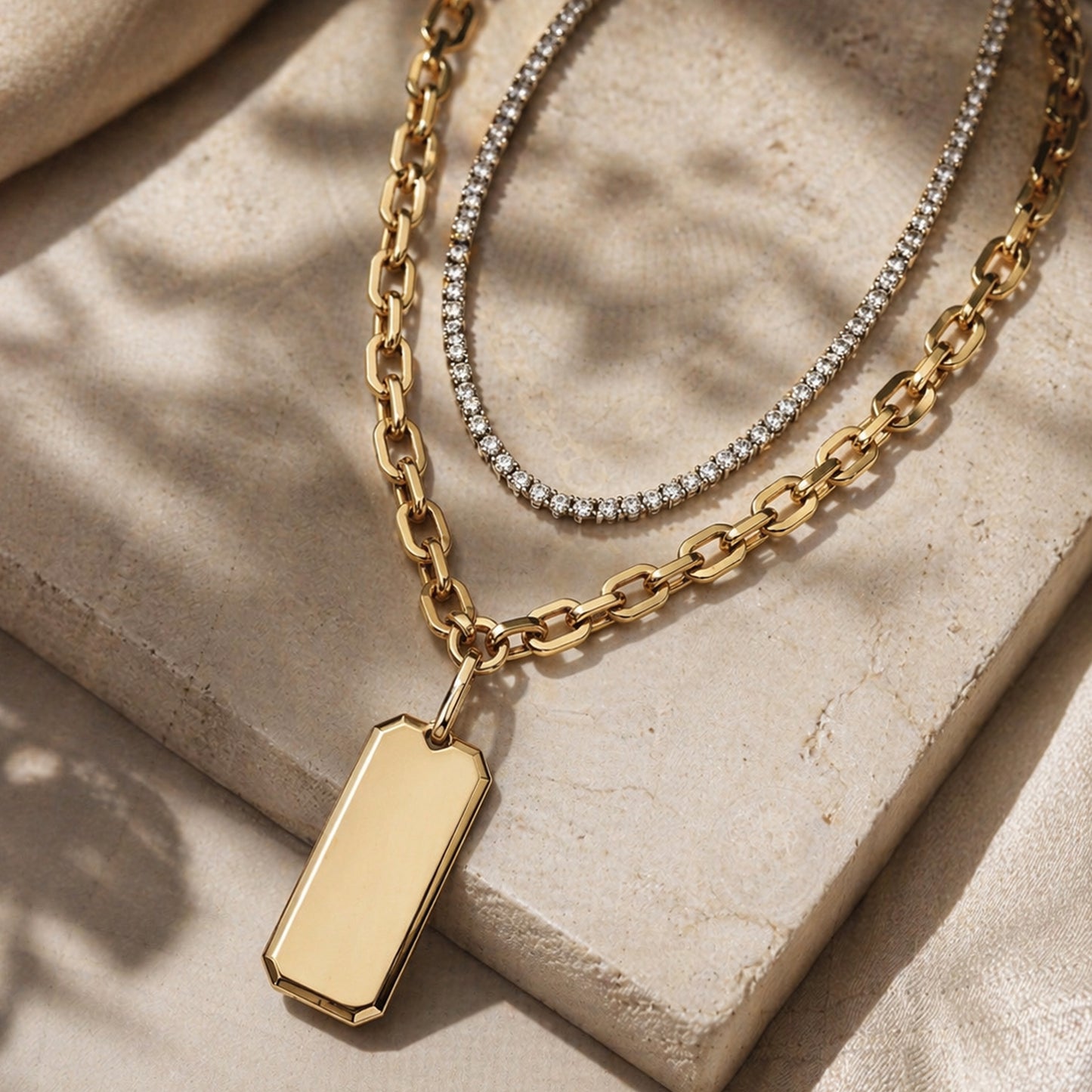 14K Gold Signature Heirloom Dog Tag Pendant (Engravable)