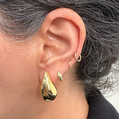 14K Gold Domed Teardrop Stud Earrings