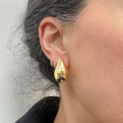 14K Gold Domed Teardrop Stud Earrings