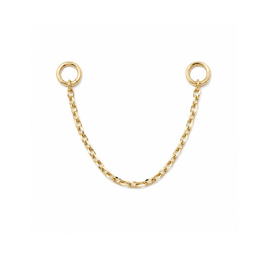 14K Gold Dangle Cable Chain Earring Jacket