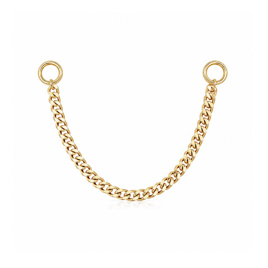 14K Gold Dangle Cuban Link Chain Earring Jacket